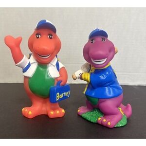 Vintage Barney and Baby‎ Bop Coin Banks 1990s Baseball School Figures Set of 2